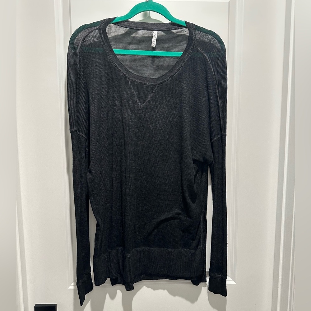 Z Supply Black Mesh Long Sleeve Top